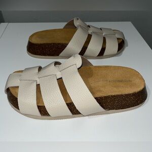 Anthropologie Intentionally Blank Raft Fisherman Sandals Cork Platform Cream, 41